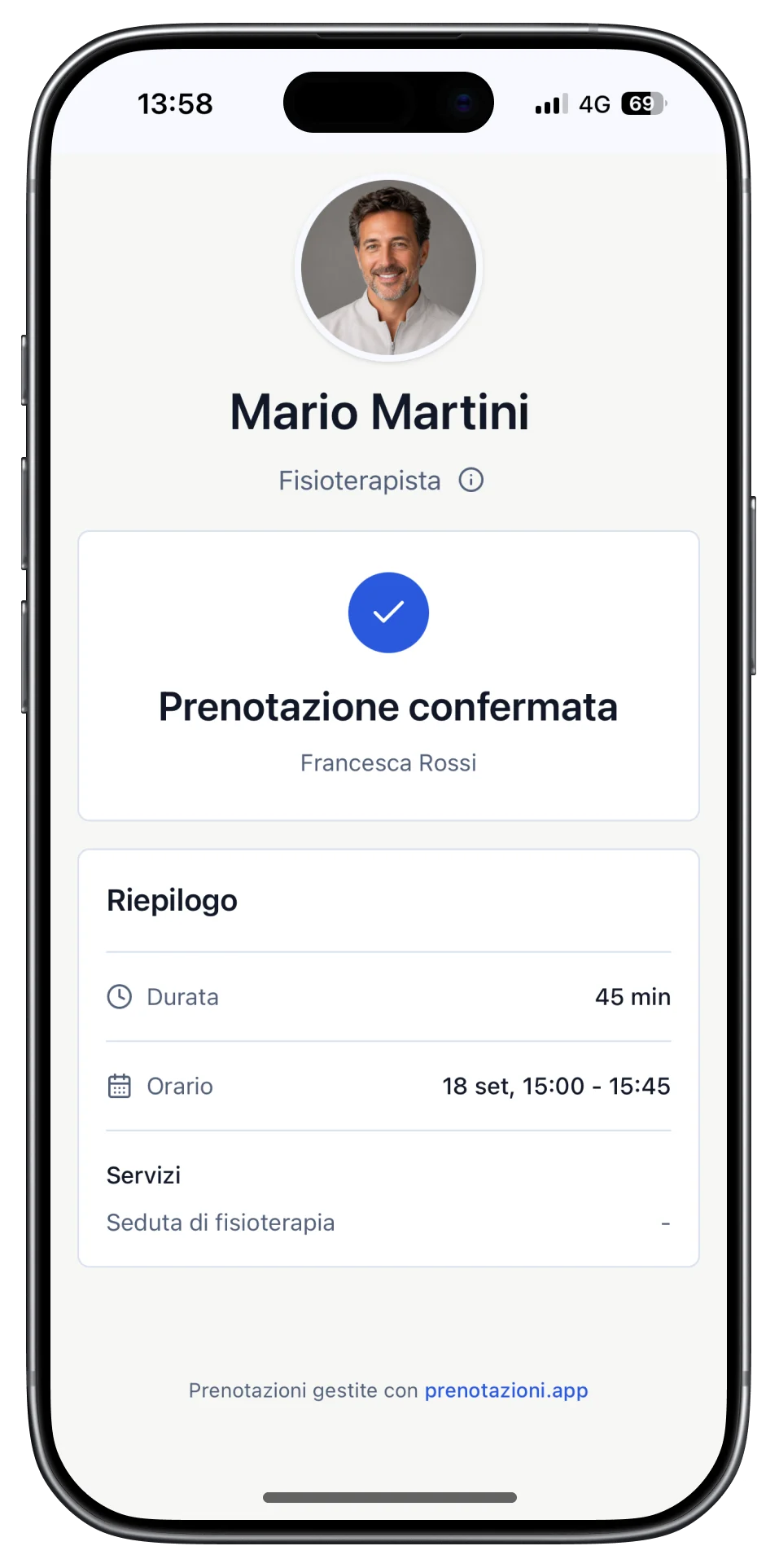 Conferma della prenotazione completata
